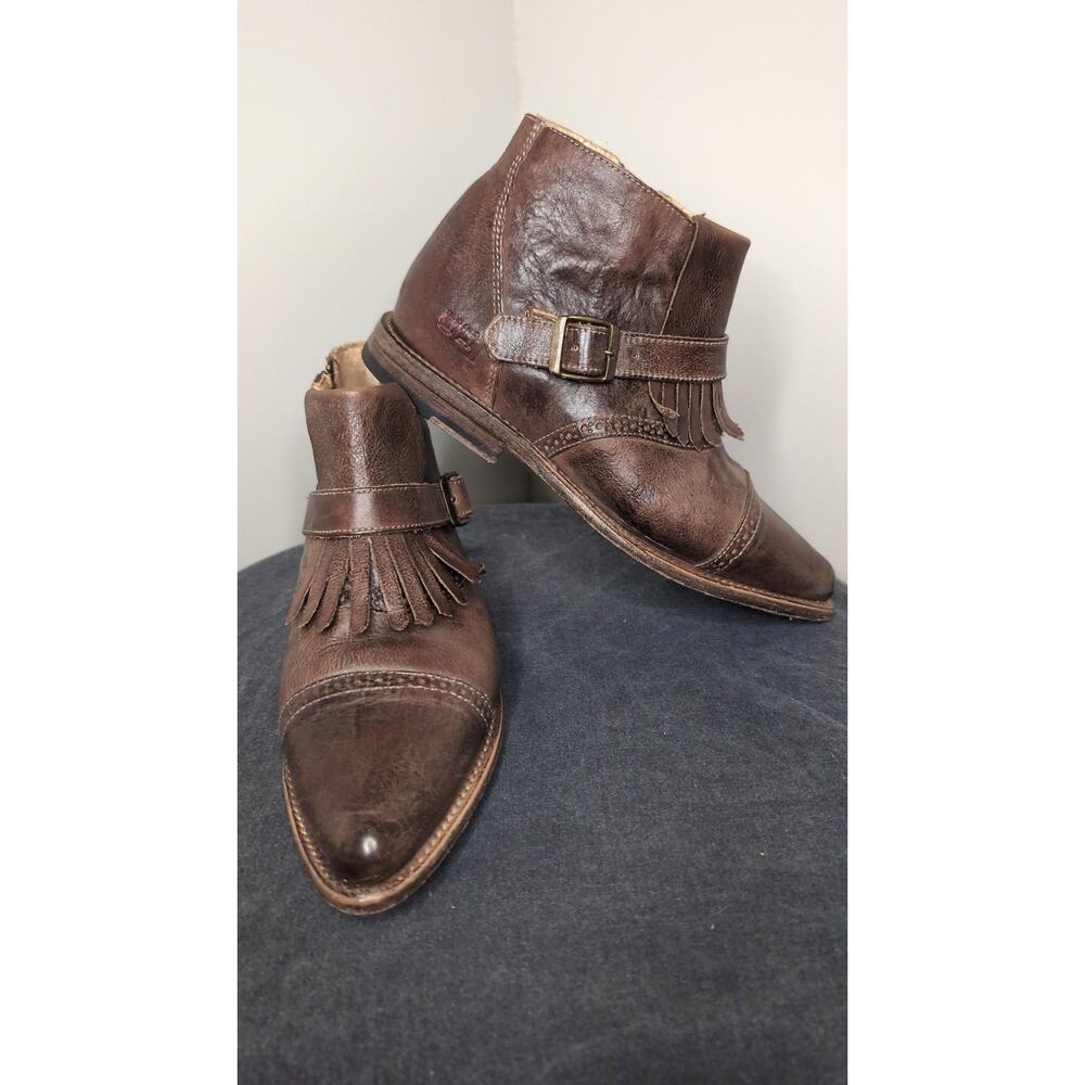 Bed Stu Dipper Kiltie Fringe Ankle Boots Size 10 Brown Leather